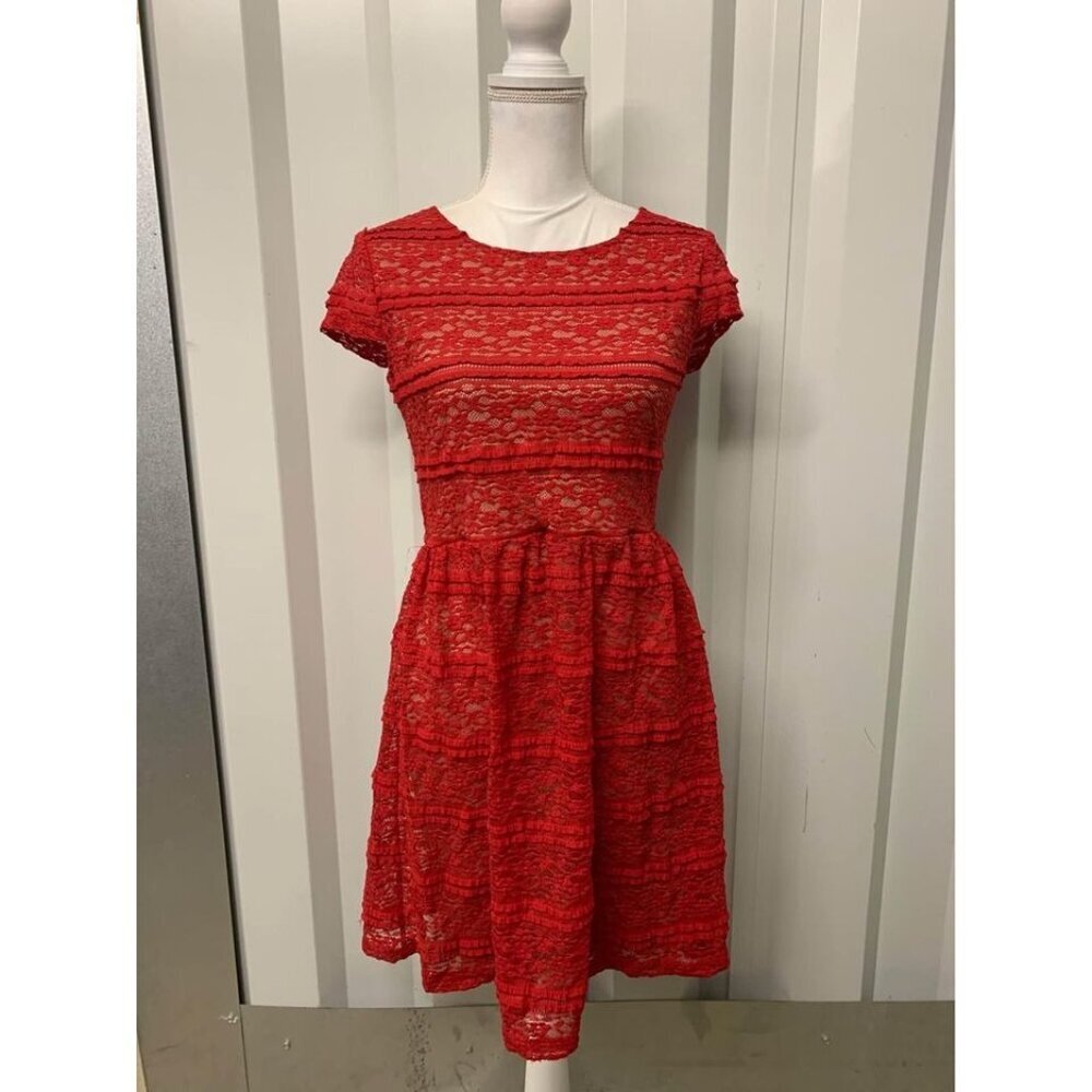 Enfocus Dress Business Casual Boho Whimsigoth Y2K Lined Lace Red Size 8 Women's